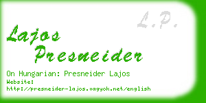 lajos presneider business card